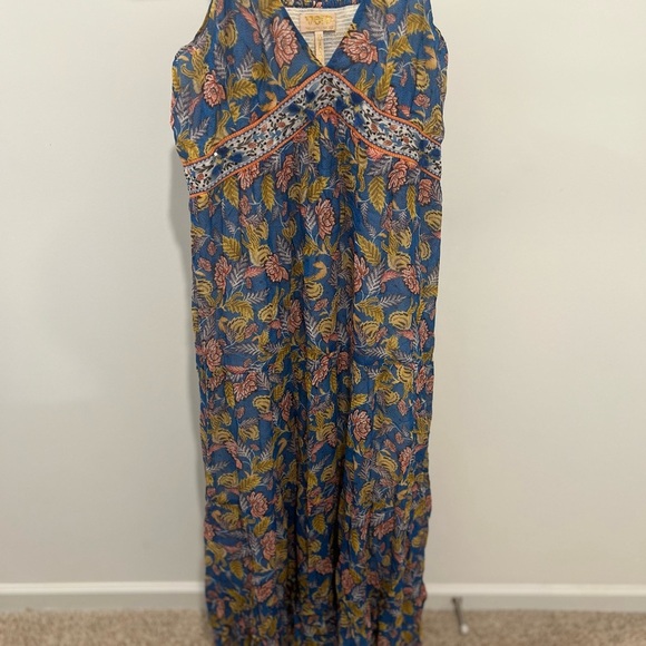 VERB BY PALLAVI SINGHEE / Powder Blue Printed Spaghetti Dress / Size 14 - Picture 3 of 7